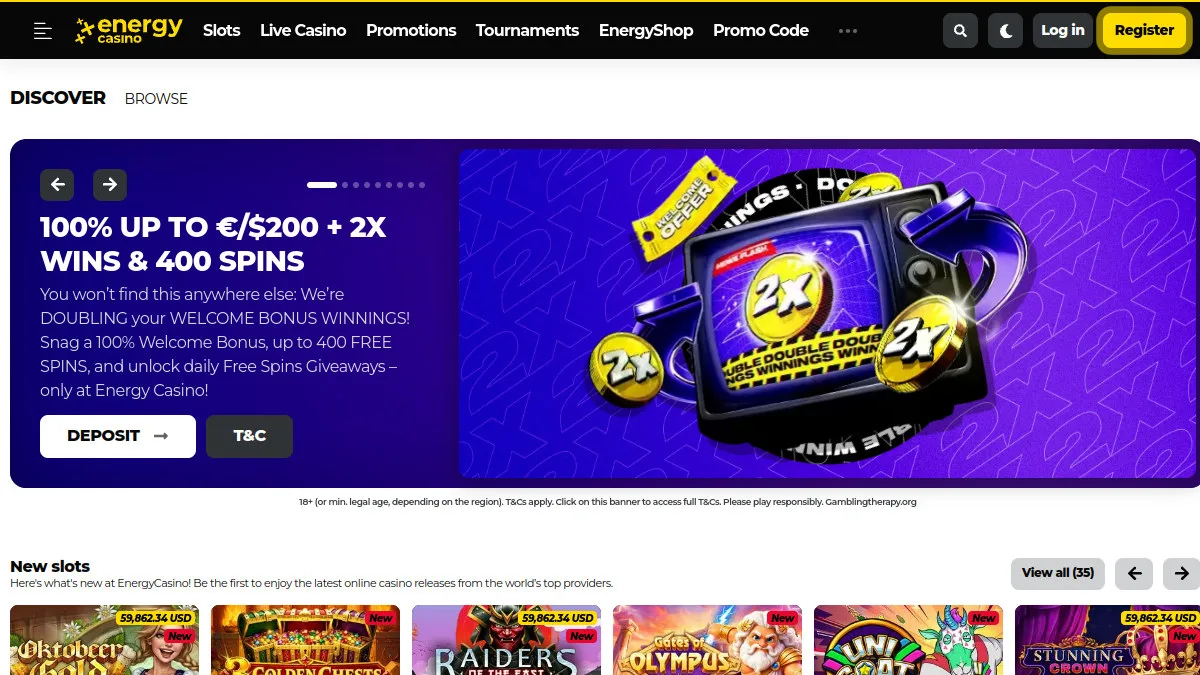 Energy Casino képernyőképek